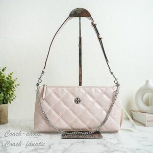 NWT Tory Burch Willa Zip Shoulder Bag Lambskin leather in Soft Pink